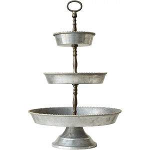 Présentoir Rustique Galvanisé à 2 Niveaux Rond, Plateau de Service Métallique à Étages Style Ferme pour Mariages et Décoration Intérieure, Fait Main - Product Image 6