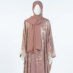 Abaya Elegante y Modesta para Mujeres Musulmanas Indias, Transpirable, con Estampado Floral, Manga Larga, para Primavera/Verano, Cómoda para Eid - Product Image 1