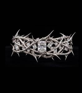 Bracelet couronne de épines plaqué argent, serti de strass, style hip-hop, bijou unisexe, bracelet statement pour mariage, fête, festival - Product Image 4