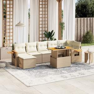 Conjunto de Sofás de Jardín en Color Beige Crema - Product Image 1