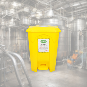 Kit anti-déversement d'hydrocarbures 60 litres avec poubelle à pédale – Kit industriel d'absorption et de gestion des déchets d'hydrocarbures - Product Image 1