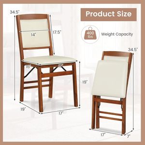 Modern <b>Folding</b> Chair With Wooden Frame Beige Upholstery Contemporary Design For <b>Dining</b> Room - Product Image 2