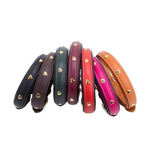 Collier de chien en cuir fait à la main de qualité supérieure rembourrage doux motif solide goujons Rivet direct fabricant indien grossiste - Product Image 1