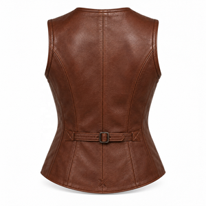 <b>Women's</b> Classic Leather Vests | Grey Black Burgundy Brown Cognac | OEM ODM Manufacturer | Premium Design Quality | - Product Image 2