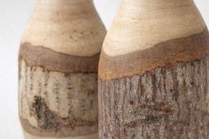 Lot de 3 Vases à Fleurs Rustiques en Bois et Bambou avec Inserts en Verre, Écorce Naturelle, Décoration Bohème et Champêtre, Faits à la Main, Écologiques, Cadeau de Pendaison de Crémaillère - Product Image 2