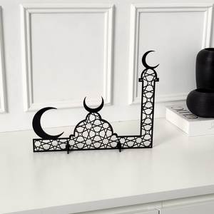 Minarete Metálico con Luna en la Parte Superior, Recubrimiento en Polvo Negro, Decoración para Mesa de Ramadán, Venta al por Mayor Directo de Fábrica - Product Image 6