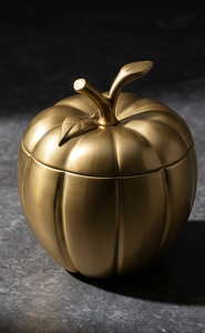 Elegante Contenedor Redondo Segmentado de Aluminio Dorado para Frutos Secos, Caja de Almacenamiento de Dátiles de Lujo con Asa de Hoja, Lata Decorativa para Regalo - Product Image 3