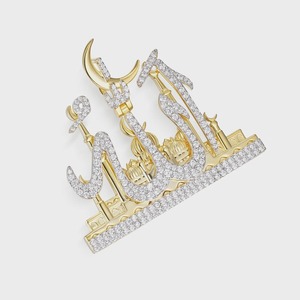 Colgante de Plata de Ley 925 Chapado en Oro de 18K con Moissanita y Diamantes, Diseño de Luna Creciente, Estilo Hip Hop de Lujo para Fiestas - Product Image 3