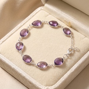Natural Amethyst <b>Bracelet</b> 925 Sterling Silver Faceted Bezel Set Minimalist Elegant Gemstone <b>Adjustable</b> <b>Bracelet</b> Gift For Her - Product Image 6