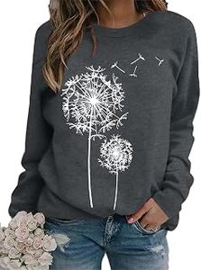 Sudadera de cuello alto extragrande para mujer, gris, con estampado de letras de Florida, manga larga, de algodón tejido, para otoño - Product Image 2
