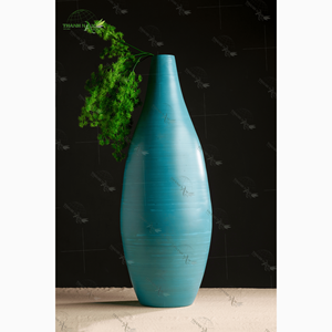 Jarrón de bambú artesanal vietnamita tradicional, Natural jarrón de madera de belleza, producto - Product Image 6