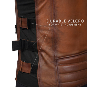 Gilet de moto en cuir marron personnalisé pour homme, style vintage, sans manches, veste d'extérieur pour motard - Product Image 6