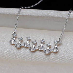 Cadena de Plata S925 con Soporte para Múltiples Perlas, Accesorios de Joyería DIY, Collar de Perlas de 4-4.5 mm para Mujer, Colgante de Cristal - Product Image 1