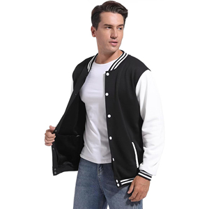 Custom Mens Black Varsity <b>Jacket</b> Wholesale Fleece Fleece Sleeves Letterman Baseball Bomber <b>Jacket</b> High Quality College Outerwear - Product Image 1