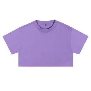 Bangladesh China Factory Price Women's Cropped Eco Friendly Cotton Slim Fit Crew Neck Short Sleeve Street <b>Top</b> Wholesale T Shirt - Product Image 5
