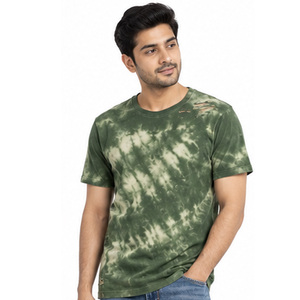 T-shirt tie-dye pour homme 100% coton, col rond, manches courtes, streetwear décontracté, fabrication sur mesure, vente en gros, usine de vêtements, livraison mondiale - Product Image 3
