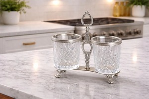 Porte-couverts de luxe en or et verre, idéal pour une organisation élégante des couverts, support pour cuillères et fourchettes, décoration de cuisine et idéal pour offrir. - Product Image 2