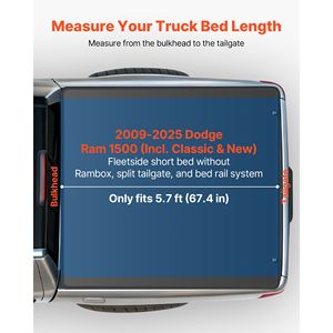 Copertura Tri-Fold Morbida Steed PAO per Cassone Pickup Compatibile con Dodge Ram 1500 (anche Classic Nuovo) 2009-2025, Cassone da 5.7 ft (67.4 Pollici) - Product Image 2