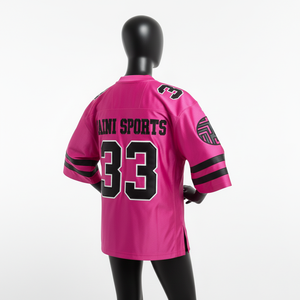 Camiseta de Fútbol Femenina de Alta Calidad, 180GSM, Micro Poliéster Suave al Tacto, Diseño de Paneles Rosa y Negro, Personalizable, Camiseta de Fútbol Femenina de Algodón - Product Image 5