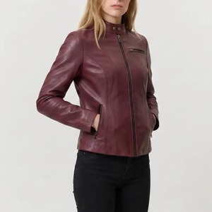 Burgundy Red Sheep Leather Jacket, Angel <b>Wings</b> Made In Heaven Embroidery, <b>Halloween</b> Cosplay Costume - Product Image 1