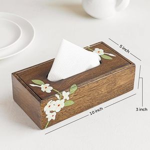 Handmade Eco-friendly Modern Wooden Tissue Holder Floral Rectangular Rustic Desk <b>Table</b> Decor for Home <b>Car</b> Office - Product Image 1