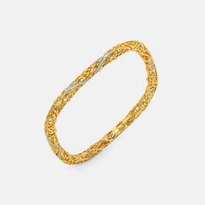 Vintage Filigree Diamond Gold <b>Bangle</b> <b>Bracelet</b> - Product Image 1
