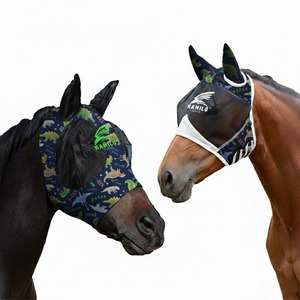 Masque anti-mouches pour chevaux, doux, extensible, protection UV, confortable, avec oreilles, respirant, élastique, avec couvre-yeux en maille - Product Image 6