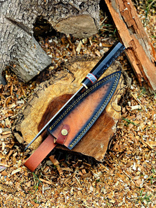 Cuchillo de Carne Forjado de Alta Calidad con Hoja de Acero de Damasco y Cobre, Cuchillo Vikingo para Rebanar con Mango de Resina para Cocina al Aire Libre - Product Image 4