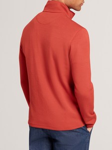 Sweat-shirt sportif pour homme en molleton 100% coton rouge imperméable, col roulé, quart de zip, coupe ajustée, long, hiver - Écologique 350g imprimé - Product Image 1
