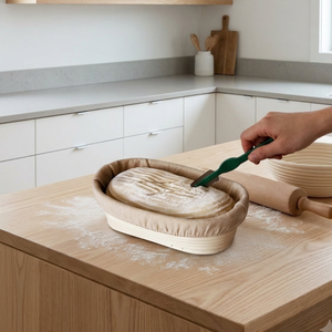 Wholesale Natural Oval Rattan Bread Proofing Basket Wicker Dough Fermentation Basket Sourdough Banneton Bread Baskets with Linen - Product Image 5