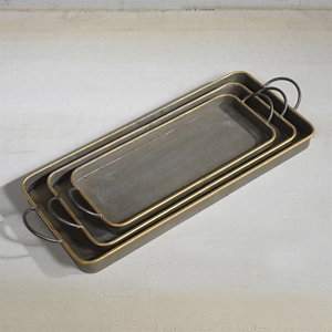 Plateau de service rectangulaire moderne en métal, finition laquée élégante de qualité commerciale - Product Image 2