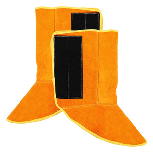 Couvre-chaussures de soudeur en cuir de vachette pleine fleur robuste, résistant à l'abrasion, protection industrielle des pieds pour la construction - Product Image 1