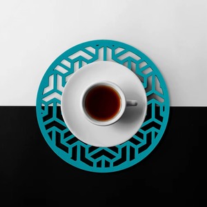 Blue Laser Cut Metal Coaster Set Stylish Decorative Coasters For Home Office Kitchen Table Use Coffee Tea Drink <b>Cup</b> <b>Mat</b> Gifting - Product Image 4