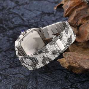 Reloj de Diamantes VVS de Lujo, Totalmente Cubierto de Diamantes, para Hombre, Automático, Cuadrado, con Estampado de Leopardo, Reloj de Moissanita, Joyería Hip Hop, Reloj VVS CVD - Product Image 6