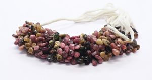 Perles de tourmaline naturelle multicolores, forme poire lisse, 6x9 mm, perles de pierres précieuses en tourmaline, perles de tourmaline en forme de poire pour bijoux - Product Image 2