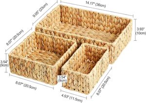 Hot Sale 2026 Natural Water Hyacinth <b>Basket</b> Wicker Eco-Friendly <b>Rectangle</b> Home Laundry Clothes <b>Storage</b> Organization - Product Image 2