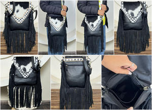 Sac bandoulière en cuir à carreaux fait main et en stock, grand sac à bandoulière en cuir de vache véritable, sac messager pour femme - Product Image 3