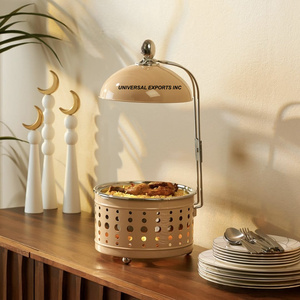 Set Of Three Metal Food Warmer Hotel And Restaurant Ware Casserole Round Shape <b>Dinnerware</b> Luxury metal Hotpot - Product Image 6