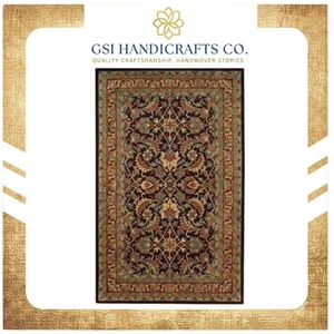 Persian Style Medallion Area <b>Rug</b> Rectangle Wool Polyester Hand Knotted Medium Pile Non Slip Rubber Backing <b>Living</b> <b>Room</b> Decor - Product Image 2