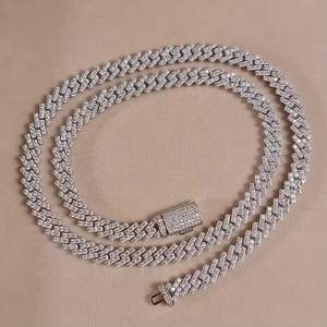 Collier Chaîne Cubaine Hip Hop Iced Out en Argent Sterling 925 avec Micro-Pavé de Diamants Blancs, Bijou Tendance - Product Image 3