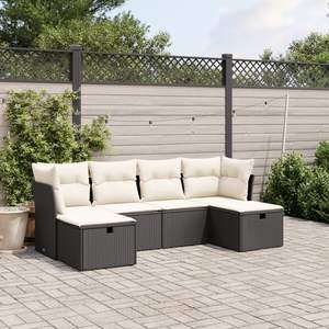 Conjunto de Sofás Modulares Grandes para Jardín, Muebles de Patio de Ratán Sintético Negro y Acero - Product Image 1