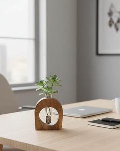 Florero Moderno de Madera con Forma de Anillo, Recipiente de Bambú para Flores, Decoración de Mesa para Hogar, Oficina, Boda - Product Image 1