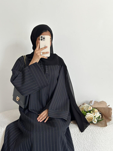 Abaya Moderna con Rayas para Ramadán y Eid, Abaya Cerrada Estilo Dubái, Vestido Musulmán para Mujer, Ropa Islámica, Moda para Uso Diario, Abaya Femenina - Product Image 5