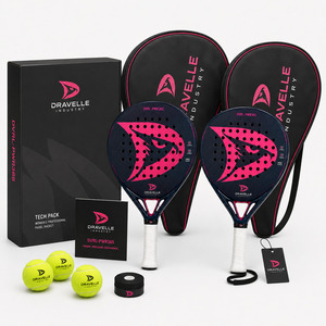 Raqueta de Pádel Profesional para Mujer con Logotipo Personalizado, Fibra de Carbono 3K, Núcleo HRD Power Core, 365g, Color Azul Marino y Rosa, Venta al Por Mayor - Product Image 5