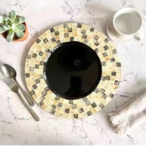 Plateau de service rectangulaire en bois d'acacia massif à grain traversant avec résine, style patchwork, pour café, thé, petit-déjeuner, décoratif et rustique - Product Image 3