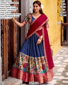 Lehenga Choli Traditionnel Royal Amethyst Grace pour Femme en Poly Chanderi, Longueur Ras du Sol, Coupe Classique, Séchage Rapide, Idéal pour Mariage et Fête de Diwali - Product Image 4