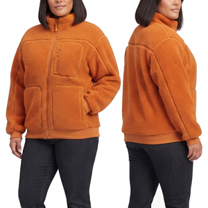 Chaquetas de Forro Polar Sherpa para Mujer, Ropa de Invierno Cálida para Exteriores, Chaqueta de Forro Polar Sherpa con Bolsillo en el Pecho, Chaquetas de Forro Polar para Damas - Product Image 1