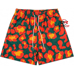 ORVO Sports Men's Floral Sublimation Printed Swim Trunks Breathable Quick Dry Drawstring Casual Mid Waist 100% Polyester - Product Image 3