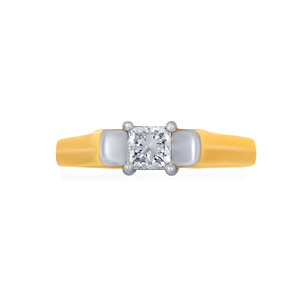 Anillo de compromiso clásico de plata de ley 925 con diamante solitario de laboratorio de corte princesa chapado en oro de dos tonos de lujo para hombre - Product Image 3
