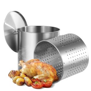 Pentola Professionale in Acciaio Inox da 100 Quarti con Coperchio, Manico e Cestello per Salse, Misure 32cm e 40cm - Product Image 1